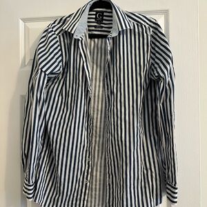 Grafton Navy and White Striped Shirt